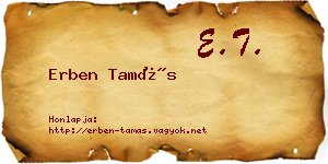 Erben Tamás névjegykártya